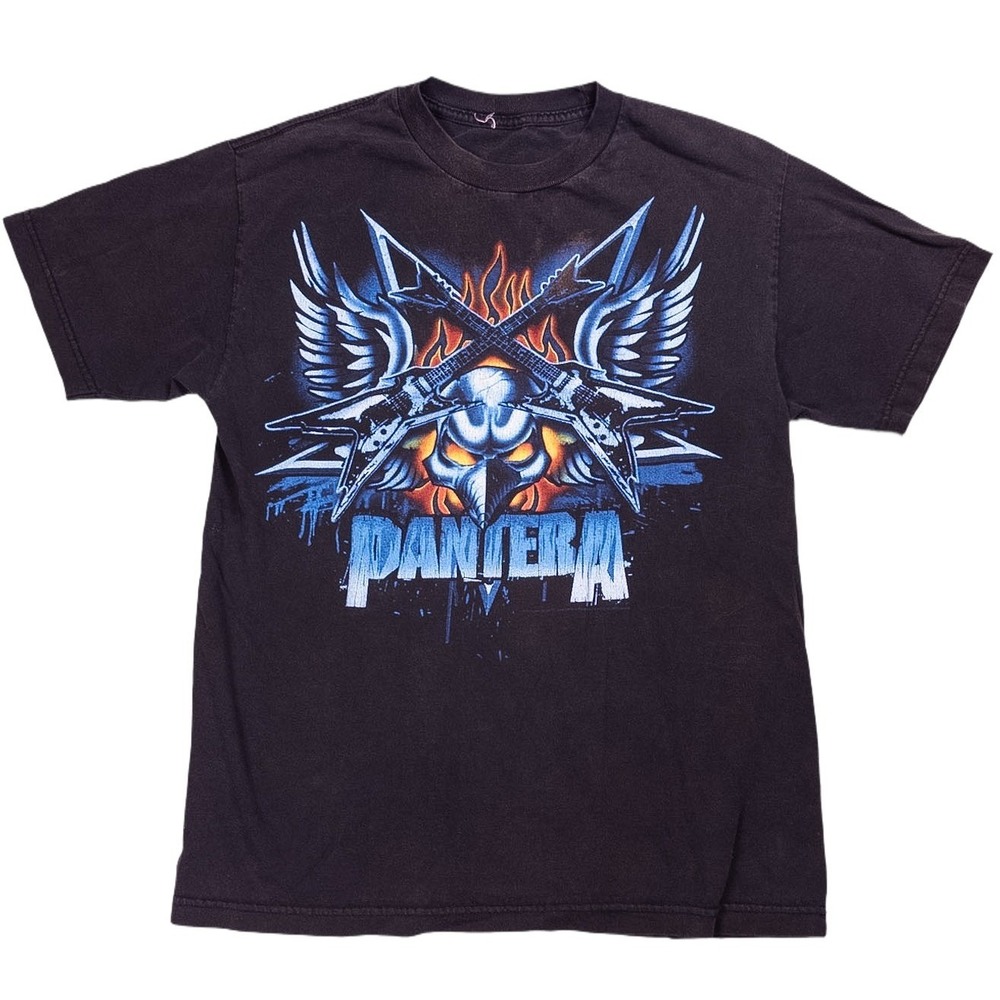 Pantera Graphic T-Shirt Mens Large Black Good Band Tee Skull Guitars Wings